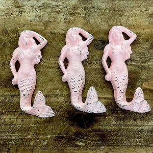 Rustic Mermaid wall hooks-set of 3